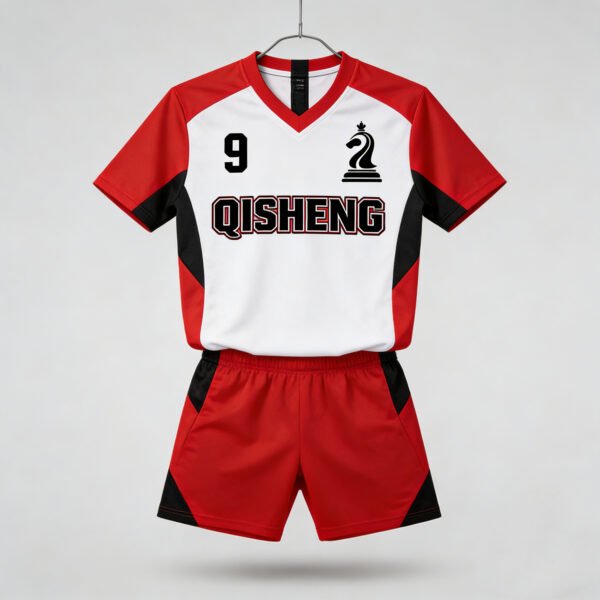 Customized Soccer Jersey Thailand Quality Custom RED AND White Color Blocking Team Football Jerseys Sets