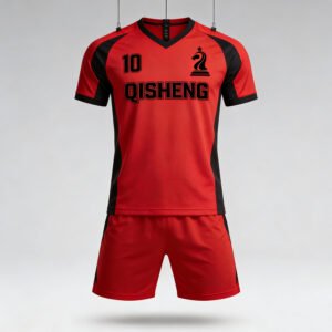 Customized Soccer Jersey Quality Custom Crimson Red AND BLACK Color Blocking Team Football Jerseys Sets