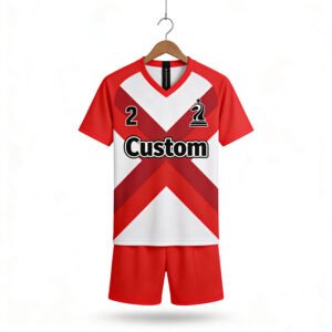 Quality Custom Pure RED and White Color Blocking Team Football Jerseys Sets