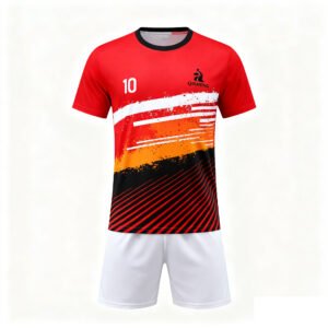 球服反推与改写-(20) 2025-2026 Collection Red and Yellow color-blocked Black stripes Casual Sports Tracksuit