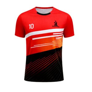 球服反推与改写-(5) 2025-2026 Collection Red, white & brown color blocking Casual Sports T Shirts